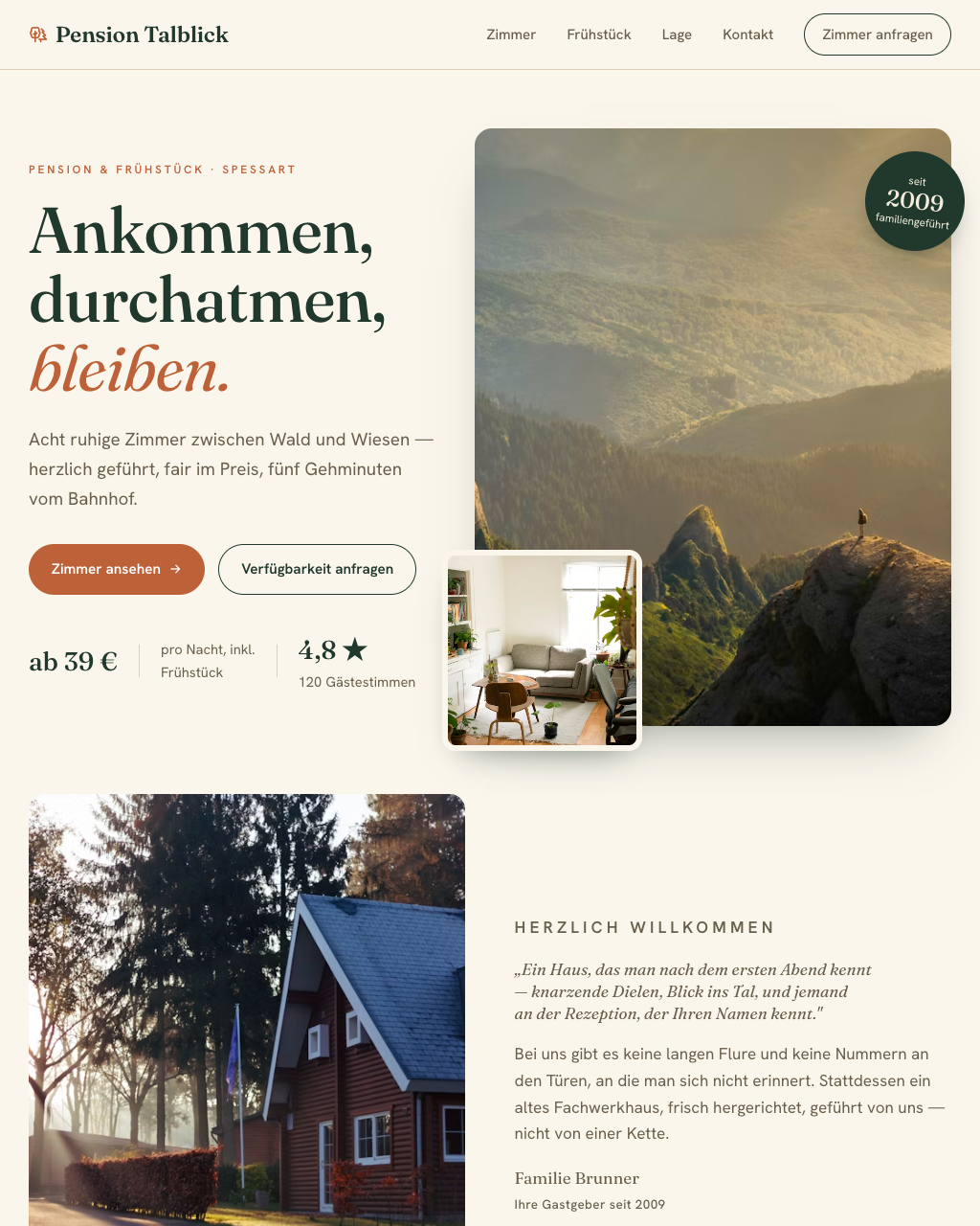 Beispielprojekt: Website einer Pension und eines Gasthofs